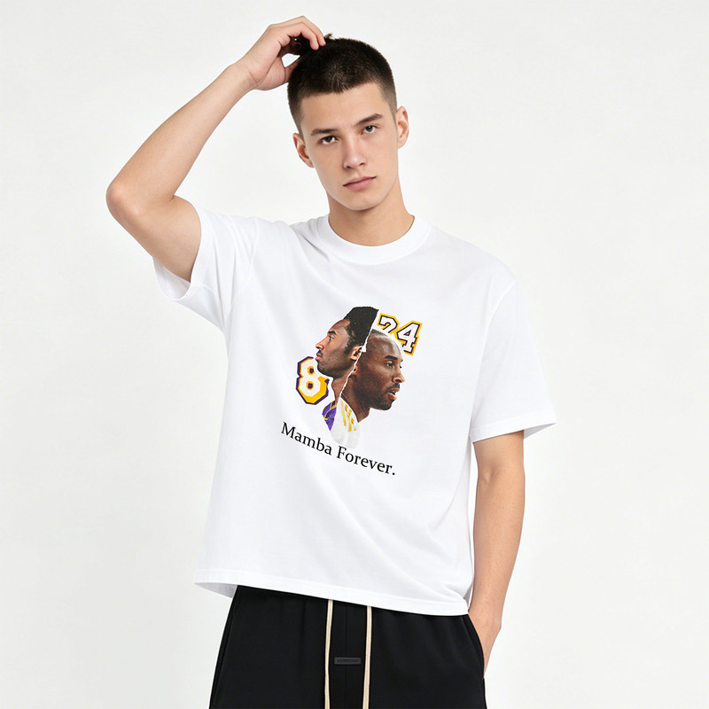Legendroad Basketball Sports Mamba Kobe Men's and Women's White Pure Cotton Short-Sleeved T-Shirt Legendroad Basketball Sports Mamba Kobe Men's and Women's White Pure Cotton Short-Sleeved T-Shirt