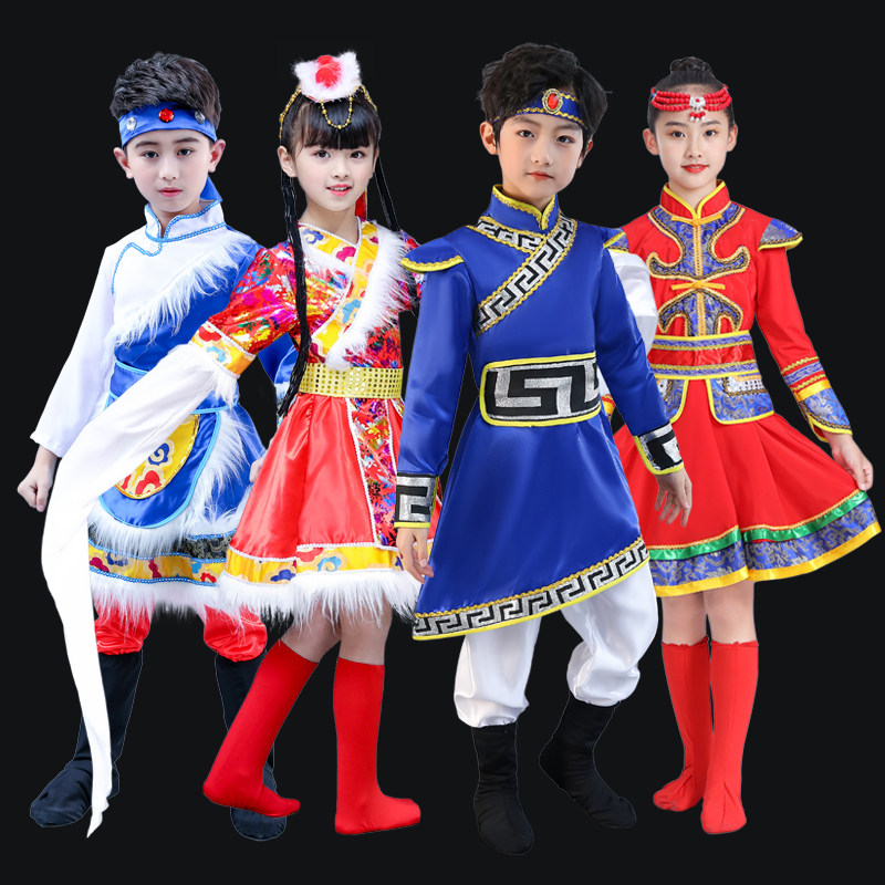 Children's new ethnic costumes boys Mongolian costumes women's June 1 performance dance Mongolian dance performance costumes