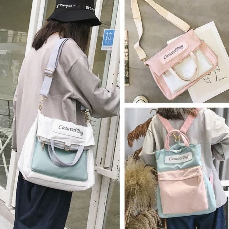 A pack of three female Shoulders Bag multifunction Double-shoulder single shoulder diagonal satchel with bag can be satchel and shoulder back dual-use bag splicing