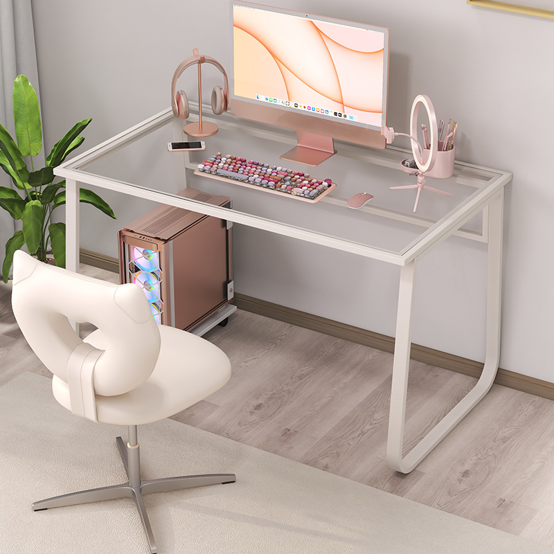 Modern Computer Desktop Tempered Glass Desk Simple Student Desk Makeup Home Economical Writing Desk