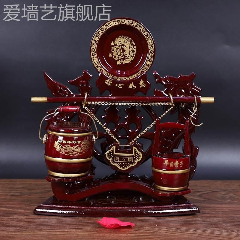 Wedding Descendants Barrel Large Red Wood Solid Wood Toilet Suit Concentric Lock Pail Bucket Escort Wedding Dowry Wedding items-Taobao