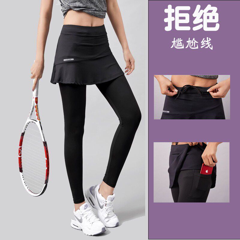 Sports Pants Skirt Badminton Suit Women Spring Fall Speed Dry Leave Two Pieces Training Yoga Fitness Running Tight Pants Tennis
