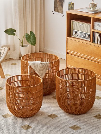 Dirty Clothes Basket for Bedroom, Household Dirty Clothes Hamper, Laundry Basket, Dirty Clothes Storage Basket, Imitation Rattan Bathroom Dirty Clothes Basket