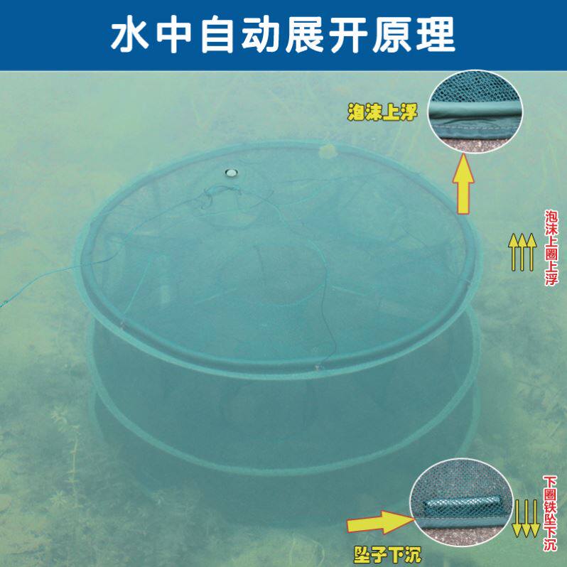 Fish cages only go in and out of the ground kong net fish cage shrimp net encrypted square mesh ground net cage shrimp crab ring net large