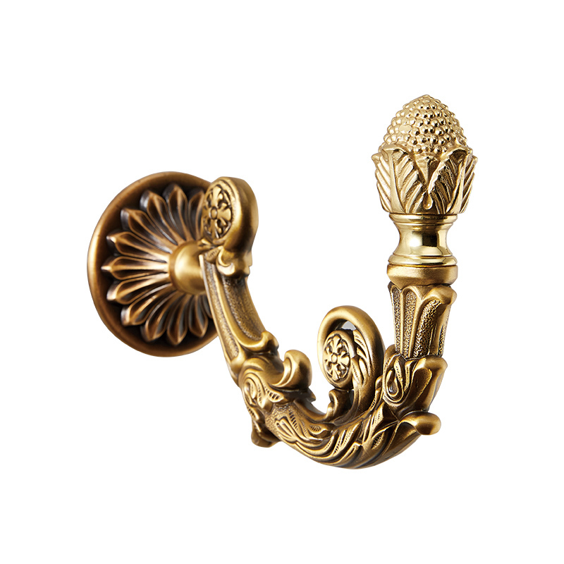 Pure Copper Vintage Curtain Hooks European Style Decorative Hooks Wall Hooks Brass Homestay Light Luxury Living Room Model Room Punch-Free Wall Hooks