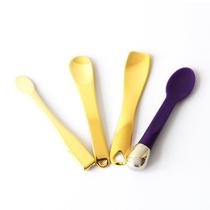 Face Cream Scoop scoop Silicone Intake Metal Squeegee double head Pick Rod mask silver spoon coated with a soft long handle face