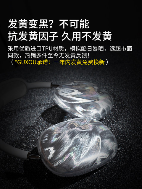 [Guxou Creative Case]Suitable for AirPods Max 2 Laser Feather White Protective Case Apple Over-Ear Headphones Max Earcup Horizontal Headband Apm Gradient Protective Case Accessories
