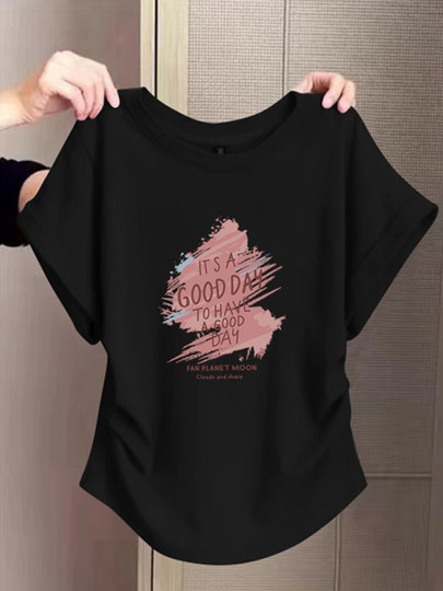 小飞袖褶皱正肩纯棉短袖t恤女2025新款时尚洋气收腰显瘦上衣夏季