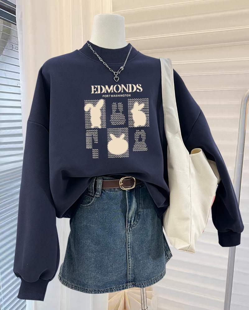 Half-height collar jacket head sweatshirt female design sensation small crowdsourced relaxation 100 lap gas blouses with velvet thickened autumn and winter-Taobao