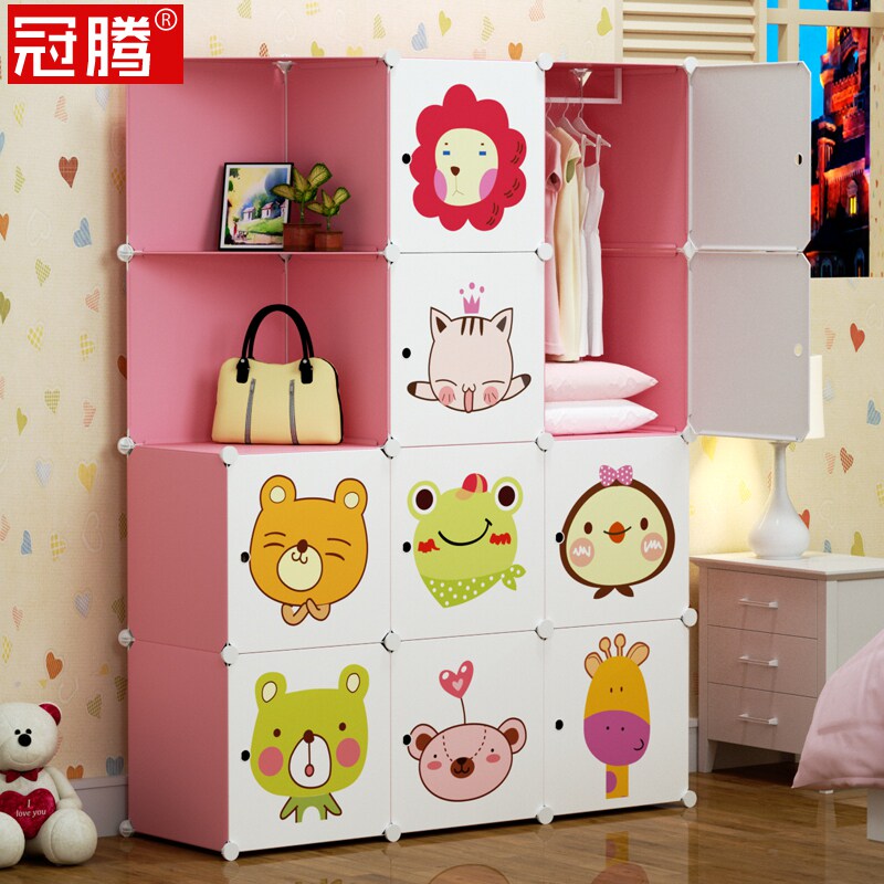 Simple children's wardrobe small wardrobe assembly girl boy baby storage cabinet cartoon simple Modern economy