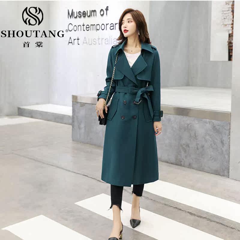 Shoutang windbreaker women's 2022 new high-end drape spring and autumn mid-length Korean version fashion temperament ladies coat