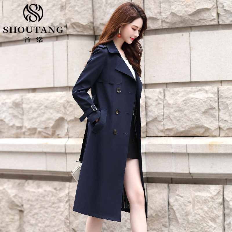 Shoutang high-end windbreaker women's mid-length version 2022 new fashion temperament early spring and autumn coat this year is popular in British style