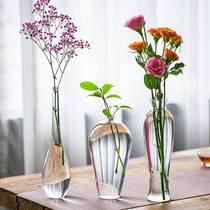 Japanese glass vase transparent Zen Chinese Living Room Flower Fittings Small Small Fine Water Culture Flower