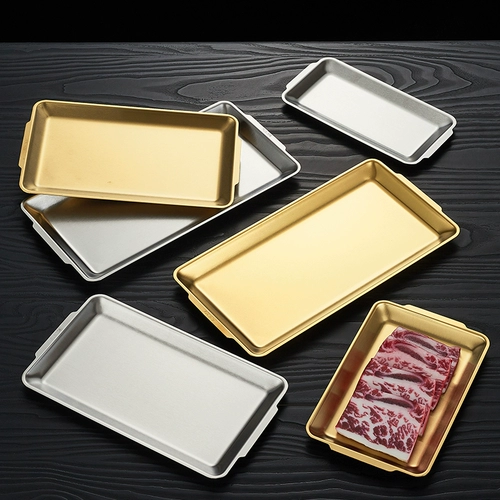 Корейская 304 Прямоугольная барбекю для утолщенной суши -тарелки.