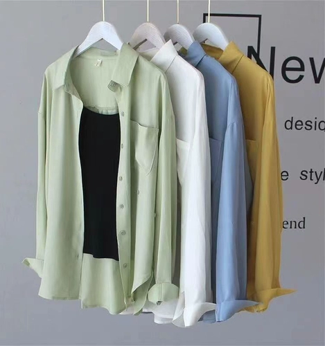 Летняя тонкая рубашка для отдыха, шифоновый лонгслив, кардиган, оверсайз, защита от солнца
