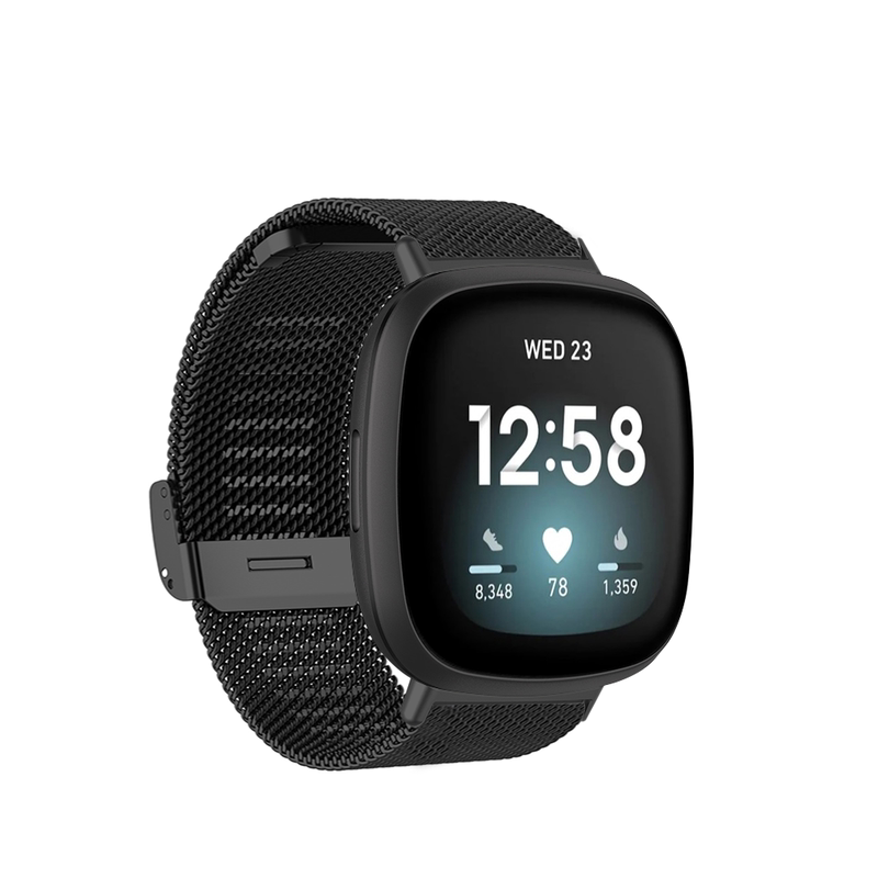 Suitable for Fitbit Versa 4/3/2 Metal Watch Band, Sense Stainless Steel Fitbit Versa Milan Breathable Mesh Band Wristband, Sense 2 Buckle Replacement Band