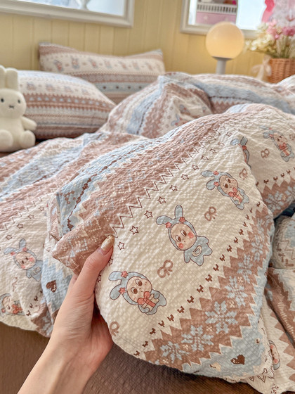 Cloud-Like Puff Yarn Ultra-Soft Ins-Style Cozy Bed Four-Piece Set Student Dormitory Three-Piece Fitted Sheet Set