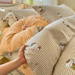 New Soft and Delicate Ultra-Soft Cloud Cotton Three-Piece Set, Cloud-Like Washed Cotton Soft Crinkled Gauze Duvet Cover Four-Piece Set