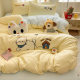 Ins Towel Embroidered Washed Cotton Four-Piece Set Cute Cartoon Bed Sheet Duvet Cover Single Student Dormitory Three-Piece Bedding Set
