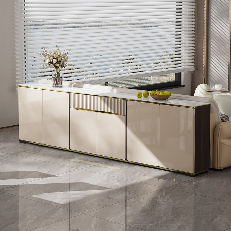Italian-Style Light Luxury Sofa Back Cabinet, Sideboard Integrated Ultra-Thin High-End Living Room Back Panel Rock Slab Storage Cabinet Partition Cabinet