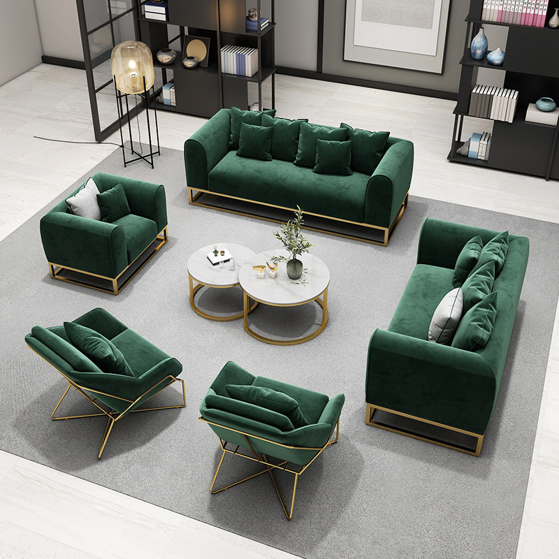 Light luxury sofa coffee table combination milk tea coffee shop table and chair reception reception office hotel lobby negotiation area sofa