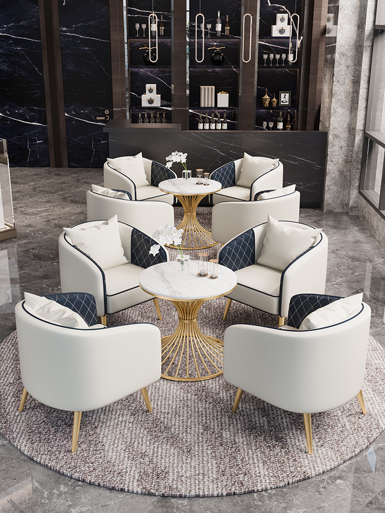Sample House Display Center Negotiation Table And Chairs Combined Cafe Lounge Business Hotel Lounge Negotiation Small Round Table One Table Four Chairs Combination