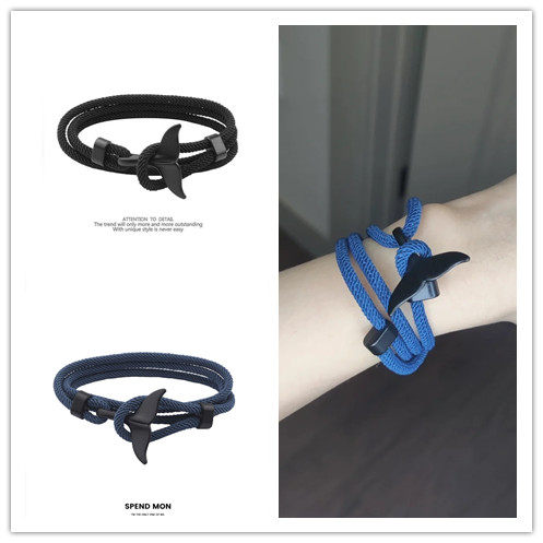 Whale Tail Braided Bracelet Boat Anchor Hand Refining Couple Bracelet Handmade for male and Japanese Frosty Wind in Japan