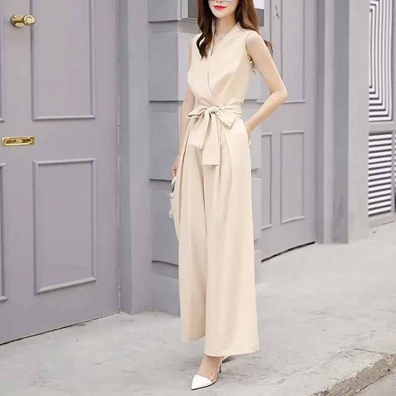 Sleeveless Jumpsuit for Women, Summer 2023 New Style, High-End, Petite, High-Waisted, Slimming, V-Neck, Elegant, Wide-Leg Jumpsuit Sleeveless Jumpsuit for Women, Summer 2023 New Style, High-End, Petite, High-Waisted, Slimming, V-Neck, Elegant, Wide-Leg Jumpsuit