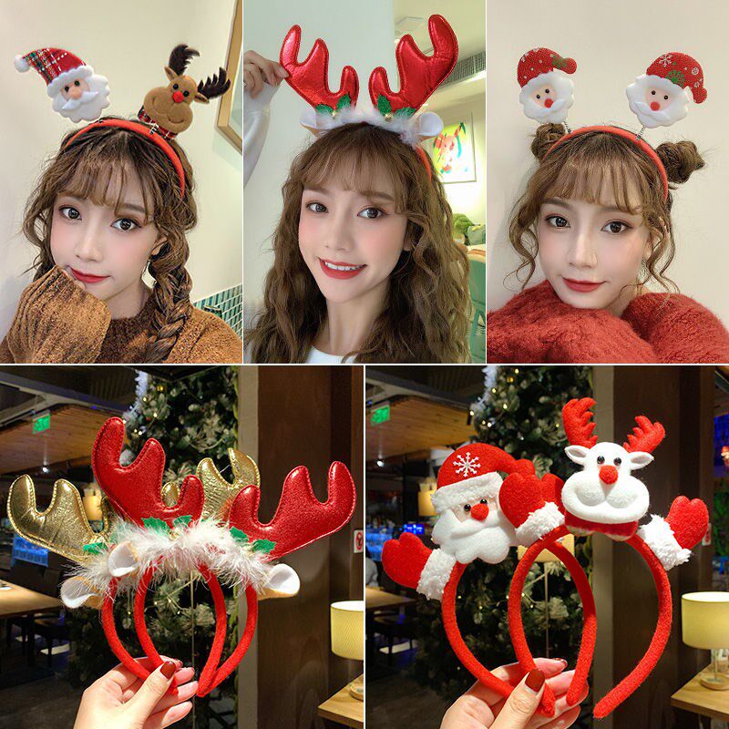 Christmas Old Man Hairband Mori Christmas Tree Elk Head Hoop Christmas Hat Children Adult Festival Hairpin Accessories Glow