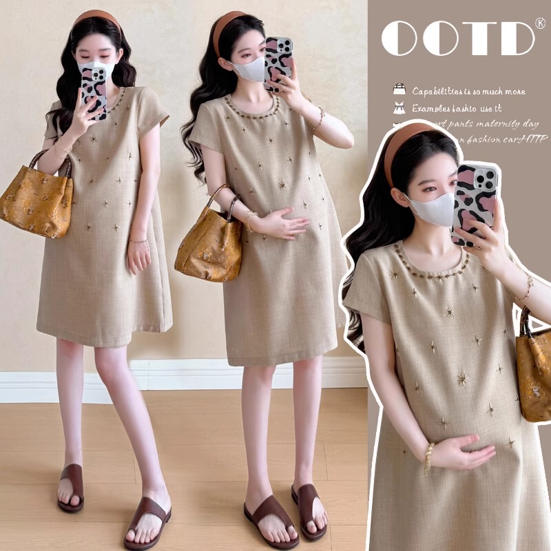 French Uamtor Maternity Dress 2026 Summer New Style Elegant Little Chanel Style Loose Dress Trendy Mom Outfit