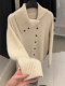 Apricot-Colored Lapel Long-Sleeve Knit Cardigan, 2026 Spring New Style, Lazy Style, Loose Design, Stylish Oversized Sweater