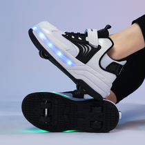 Childrens Heelys shoes boys and girls light shoes skates and roller skates for primary school students flashing lights four-wheel retractable sports shoes.