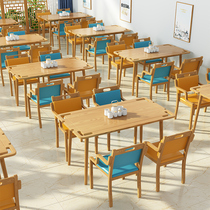 Nursing home canteen solid wood tables and chairs suitable for old chairs elderly apartment tables and chairs health care institutions custom-made tables and chairs for aging
