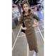 2023 new autumn casual hooded sweatshirt skirt suit women's fashionable and slim mid-length suspender dress