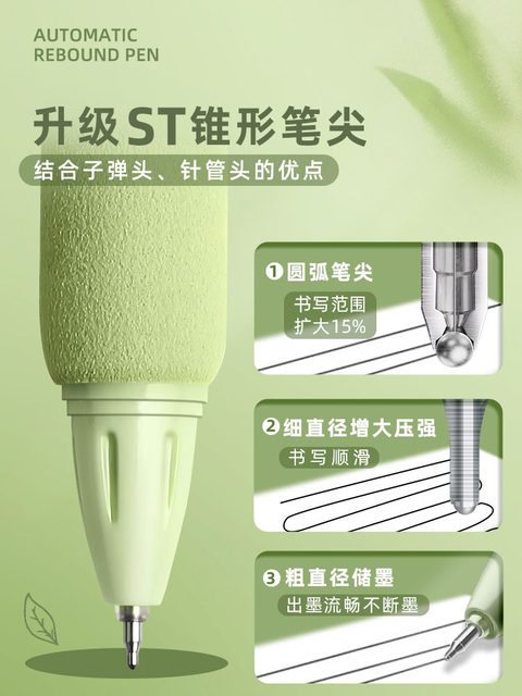 Super Soft European-Style Pen Series, Retractable Gel Pen with St Tip, High Aesthetic Value, Quick-Drying Pen for Students, 0.5mm Black Ink Pen, Retractable Ballpoint Pen for Middle School Students, Press-Type Carbon Ink Pen