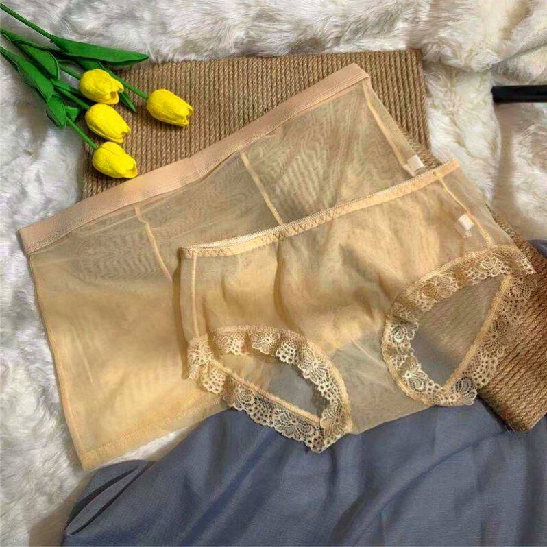 Couple's underwear big size for one man and one woman Sexy temptation transparent ultra-thin couple passionate fire and hot lingerie suit