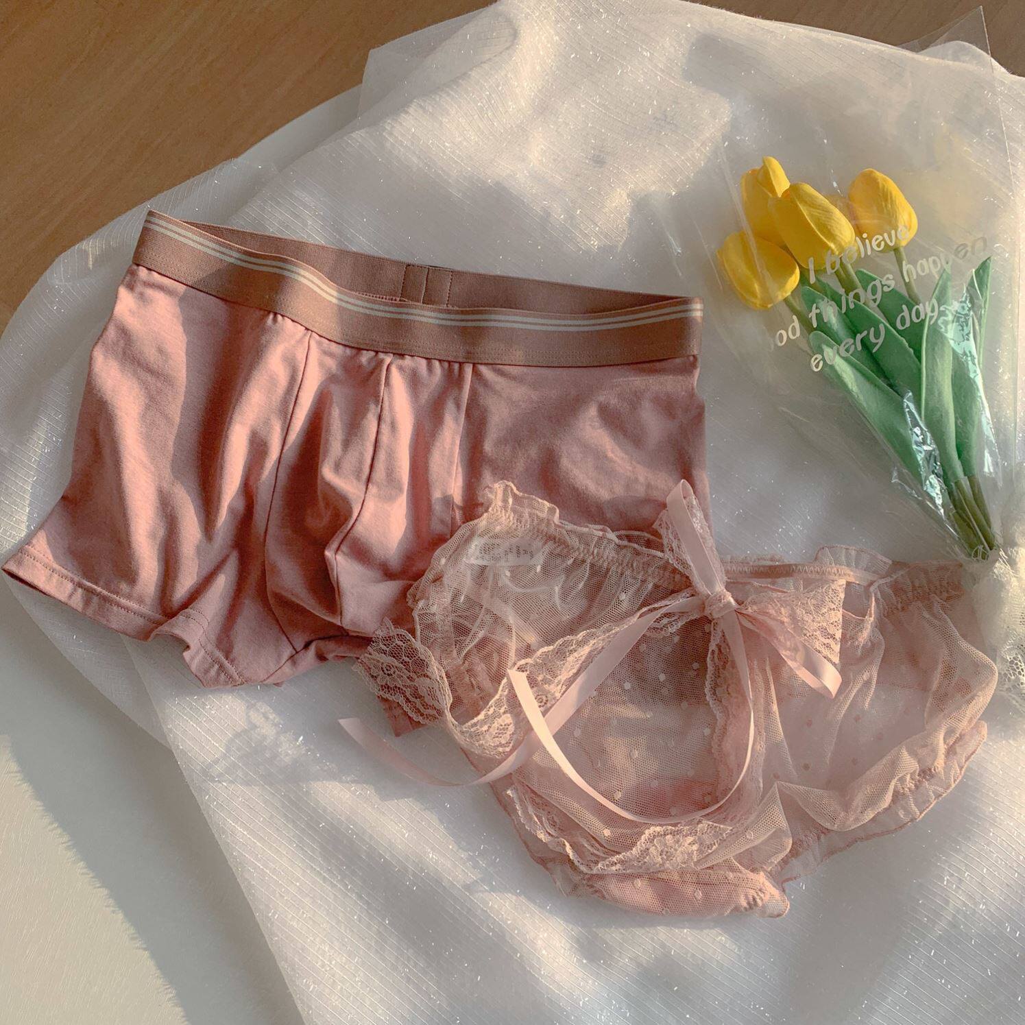 Sweet Excess Excess * GIANT COMFORTABLE COUPLE'S UNDERWEAR MESH YARN SEXY One man and one woman pure cotton crotch couple's double suit