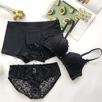 Couple lingerie underwear suit Three sets of lace suit 2021 New ladies lingerie ice silk slip and breathable