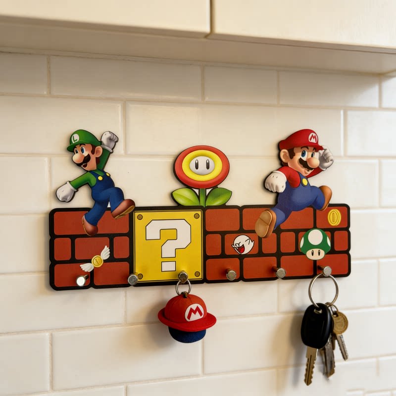 Cartoon door key storage hook hole board dopamine living room bedroom hanging bag coat rack entrance row hook
