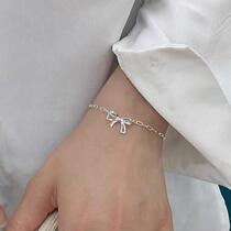 S925 sterling silver temperament sweet hollow bow bracelet for women simple cute bright silver niche design bracelet