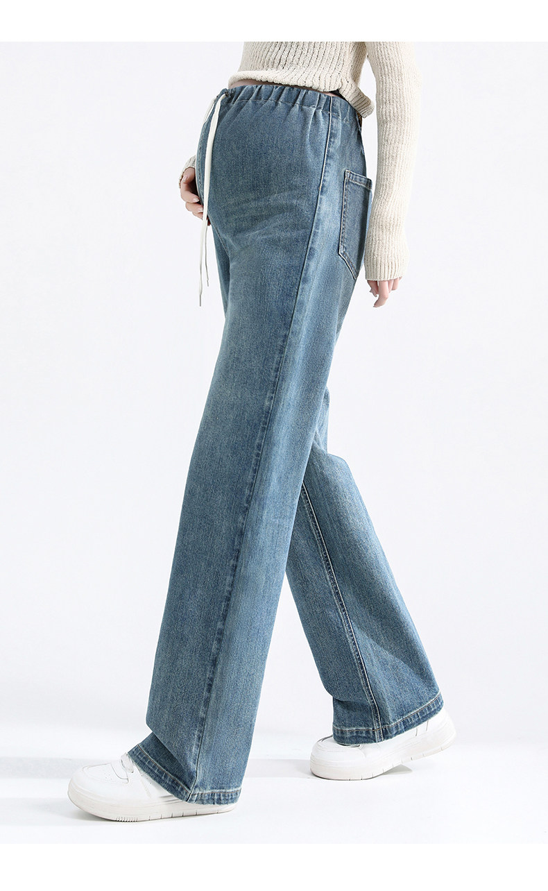 Forencos Maternity Jeans Autumn and Winter Fleece-Lined Straight Wide-Leg Pants 2026 New Large Size Non-Tight Floor-Length Pants — 15