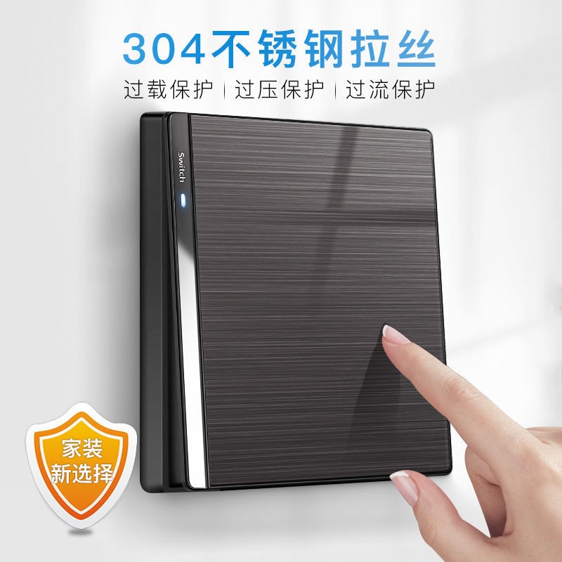 Bull International Electrotechnical Switch Socket Panel 86 Household Black Wall Hidden 16a Open Inclined Five Hole Double