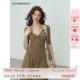 LulusMiracle Qingqing Zijin Lyocell v-neck lace halterneck fake two-piece twisted slim top