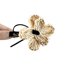 Holiday appointment niche straw flower hair rope design side twist braid hair accessories seaside travel hairpin