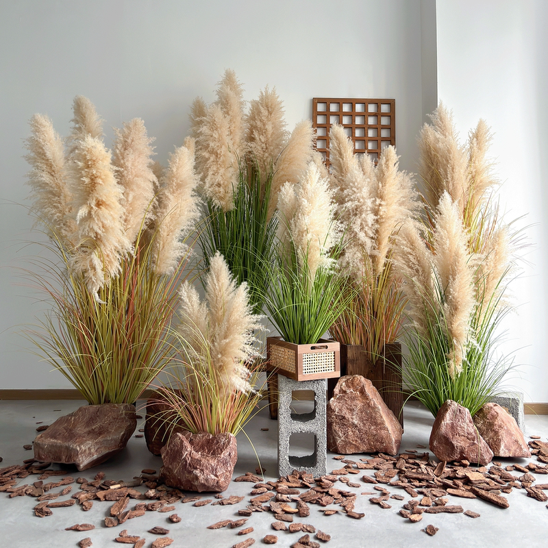 Simulated Green Plants, Natural Reeds, Artificial Flowers, Foxtail Grass, Indoor High-End Plant Landscaping, Home Potted Plant Ornaments and Decorations
