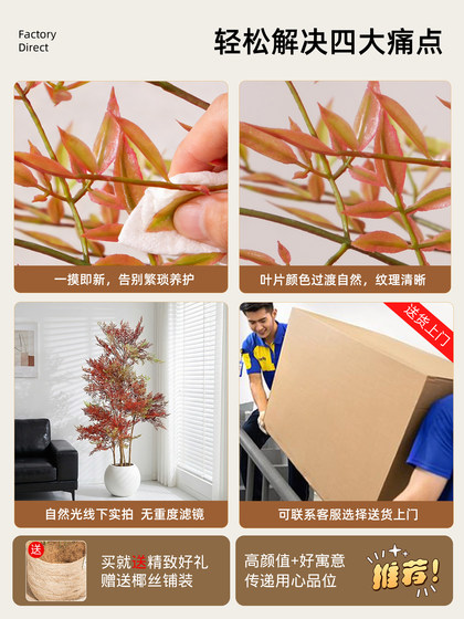 Simulated Green Plant, Nandina Bamboo, High-End Indoor Living Room, Large Luxury Imitation Flower Plant, Floor-Standing Decoration Next to the Sofa