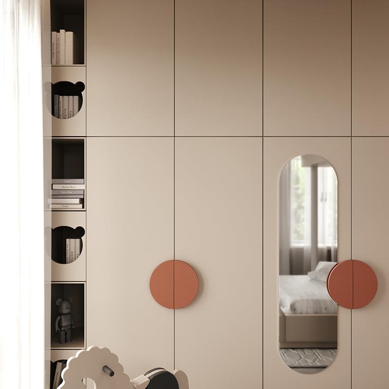 Modern minimalist Nordic Color children's room Wardrobe Door Trim color Full house Custom door panel Semicircle Solid Wood Handle-Taobao