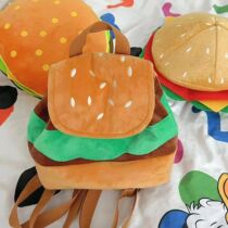 Burger Double Shoulder Bag Cartoon Cute Creative Student Textbook Bag Large Capacity Double Shoulder Backpack Commute 100 Hitch Bag