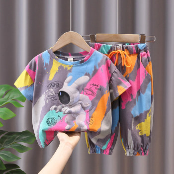 Children's clothing boy summer suit 2022 new sports summer short-sleeved children's foreign handsome baby clothes tide