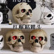 Halloween Decoration Skull with Glowing Eyes, Realistic Head Model for Haunted House, Escape Room, Bar, Horror Props